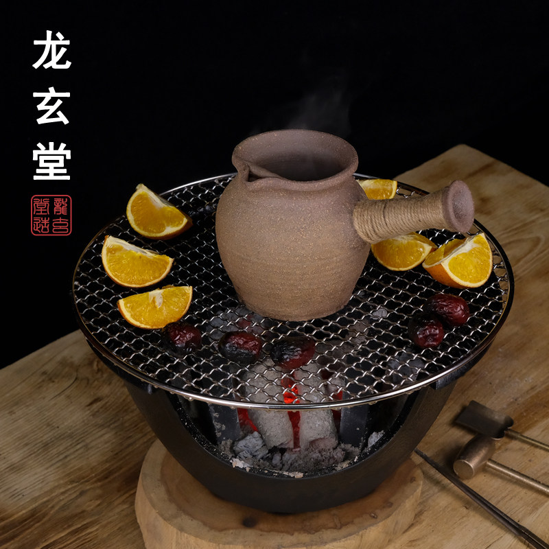 云南罐罐茶火塘烤茶壶粗陶烤烤茶罐炭火炉土陶壶网红围炉煮茶