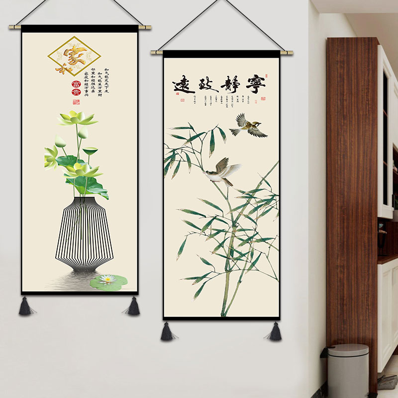 中国风挂画布艺富贵吉祥挂毯家和万事兴画中式挂布帘