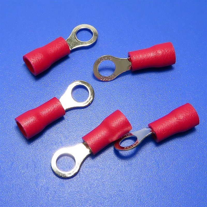 冷压端子RV1.25-4s线耳带胶圆形预绝接线端子RV1-4铜端头1000个