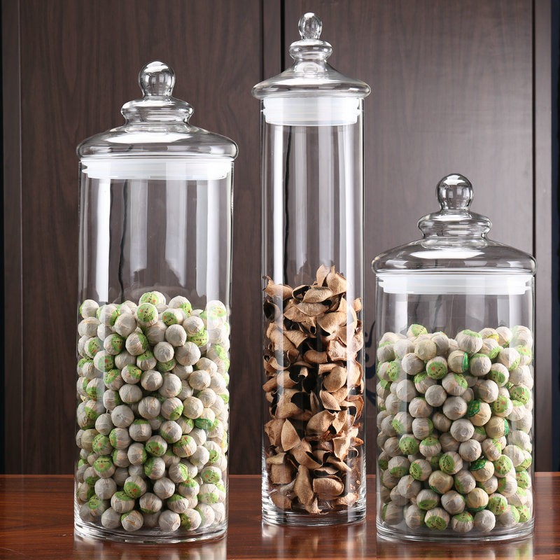 广口大容量无铅储物罐陈皮药材小青柑密封罐大高身玻璃茶叶展示瓶