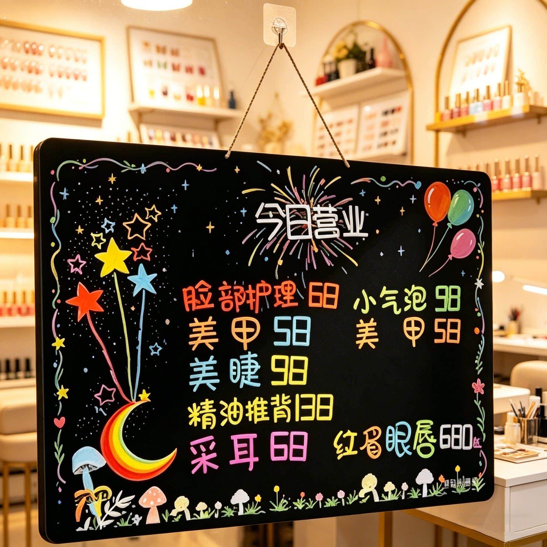 美甲美睫店黑板帖广告牌美容店铺价目表展示牌商用手写活动小黑板