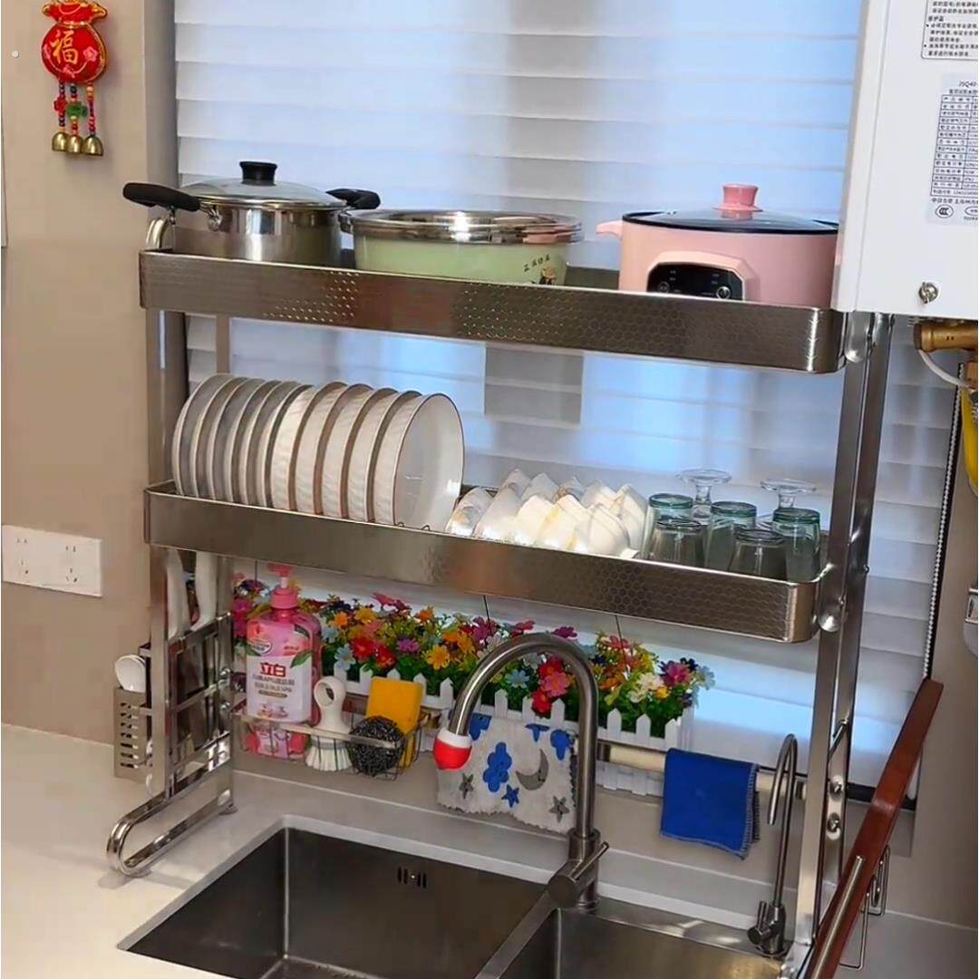 厨房水槽置物架不锈钢沥水碗碟架洗菜盘架水池篮晾放碗盘收纳架子