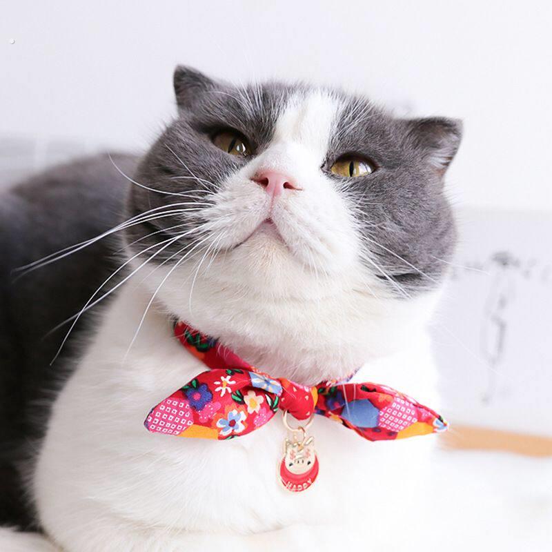新年宠物和风领结猫咪小狗兔耳朵项圈铃铛日式可调节耐咬饰品开运