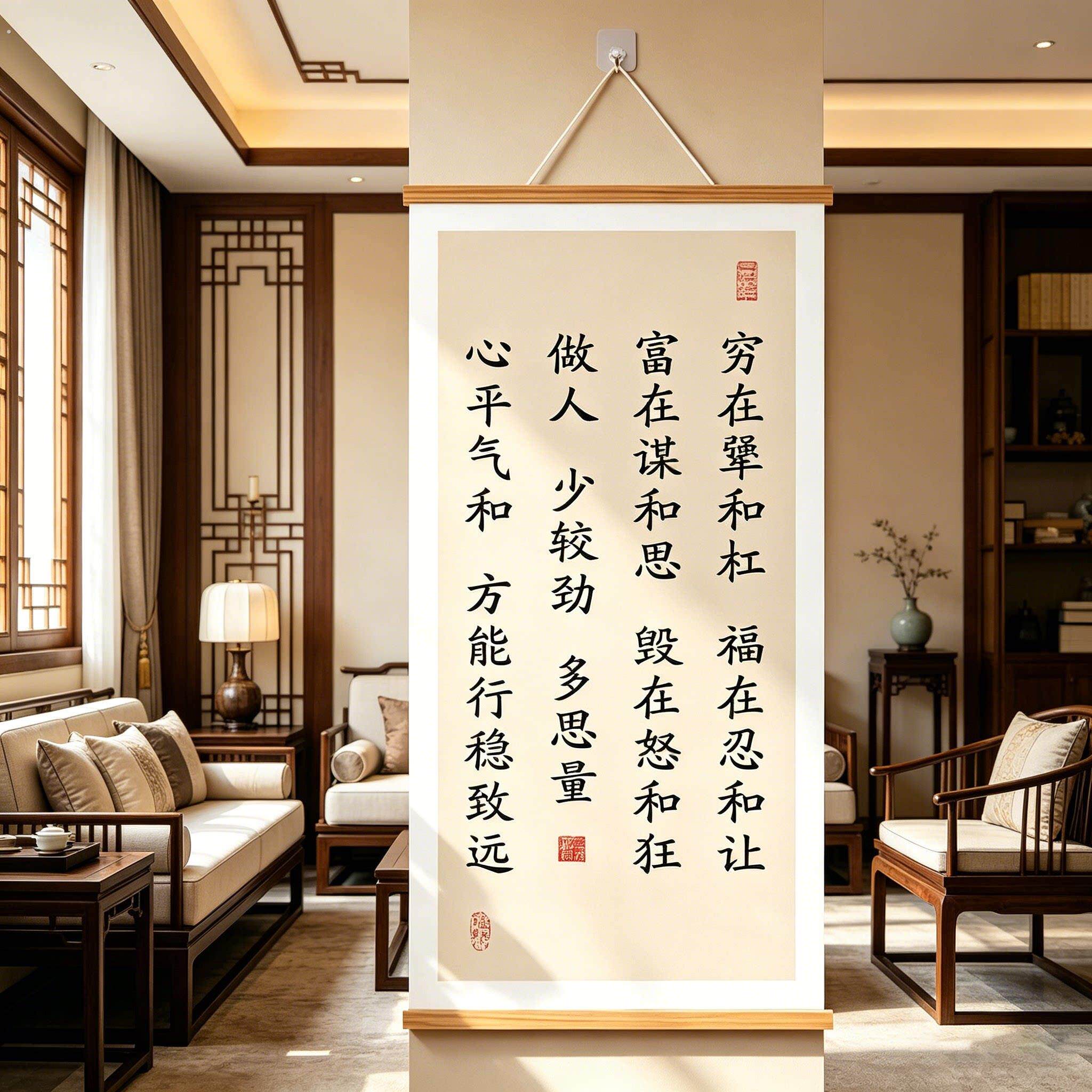 穷在犟和杠福在忍和让书法字画茶卧室书房氛围布置玄关客厅装饰画