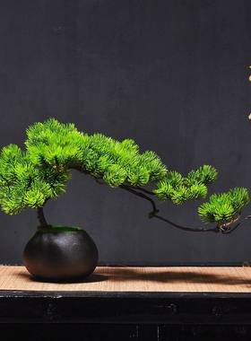 仿真迎客松美人松和盆景家居客厅盆栽假花玄关桌面装饰品绿植