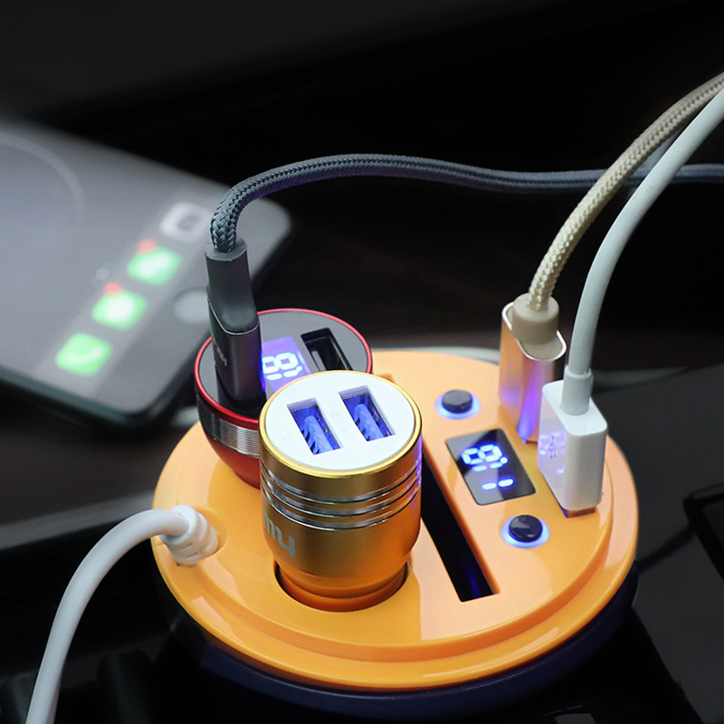 车载电器杯式多功能汽车转换多用插头一拖二点烟器转接