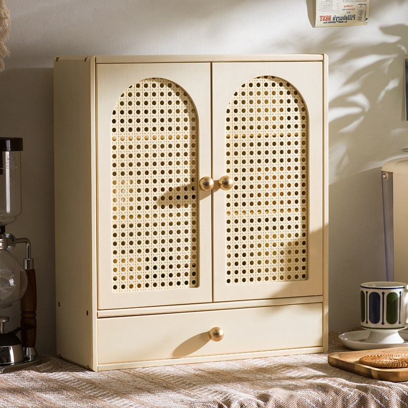 奶油风桌面咖啡杯子收纳盒马克杯茶具展示柜水杯化妆品复古整理架