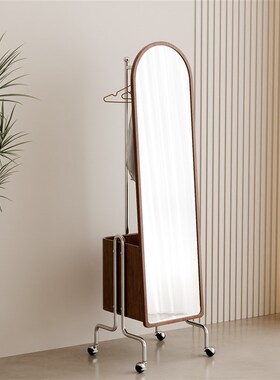 MLAN HOME复古全身镜衣帽架家用可移动穿衣镜创意落地收纳架子