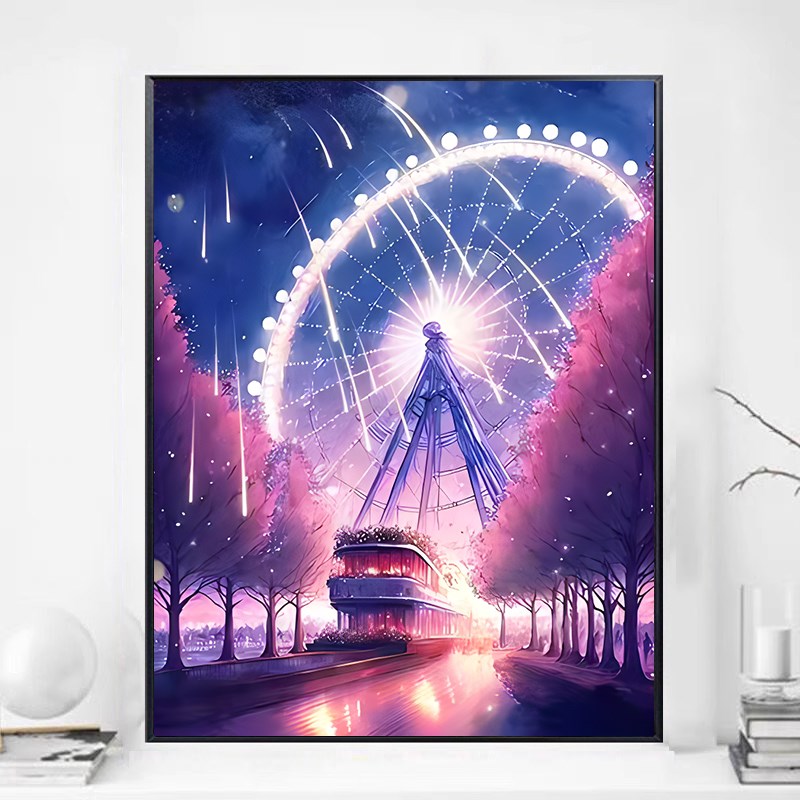 星空列车风景钻石画手工点贴钻十字绣满钻