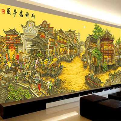 南乡旧梦图十字绣线绣端气名画风景画手工满刺绣