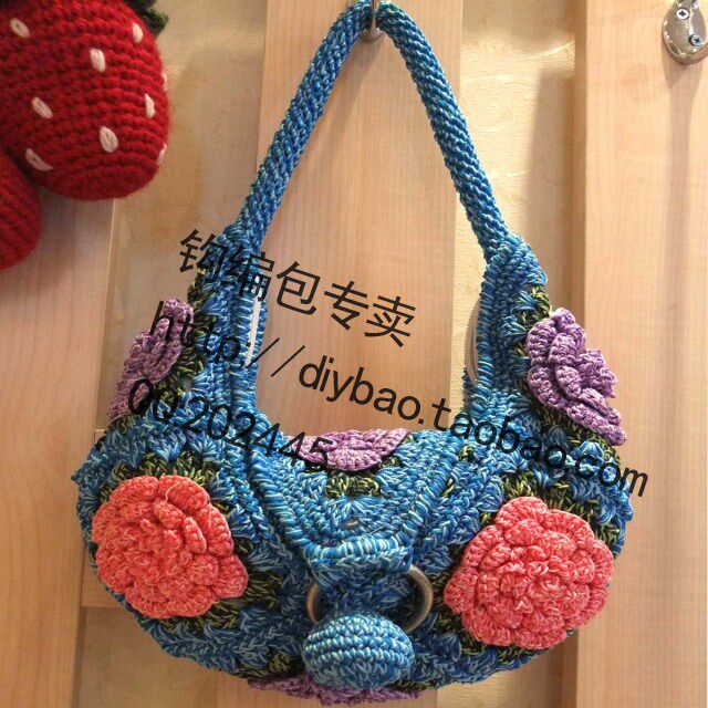 片半花片包 拼花包 钩编包 手工包 款色蓝绿红紫