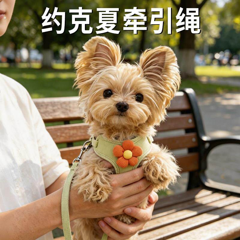 约克夏牵引绳超小体幼犬小型犬专用遛狗胸抱婴袋小狗背心式宠物绳