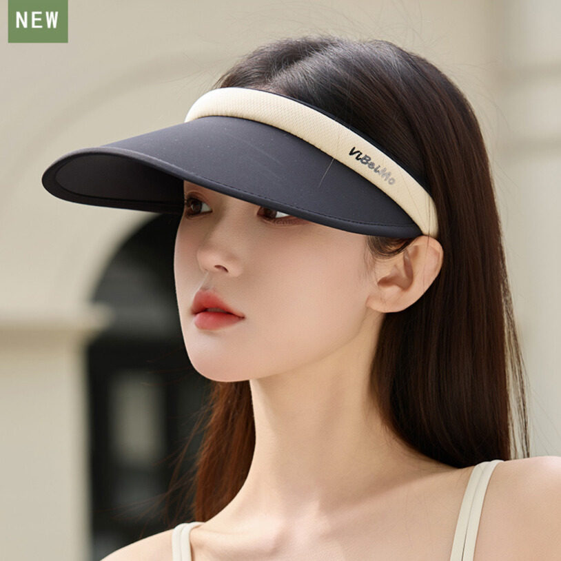 小红书博主推荐拼色发夹空顶帽洋气时尚出游防晒帽女生减龄遮阳帽