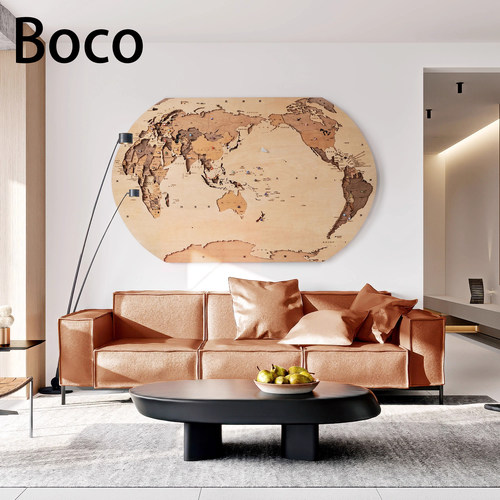 Boco实木3D立体世界地图壁饰挂画
