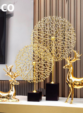 铜鹿摆件现代轻奢客厅玄关