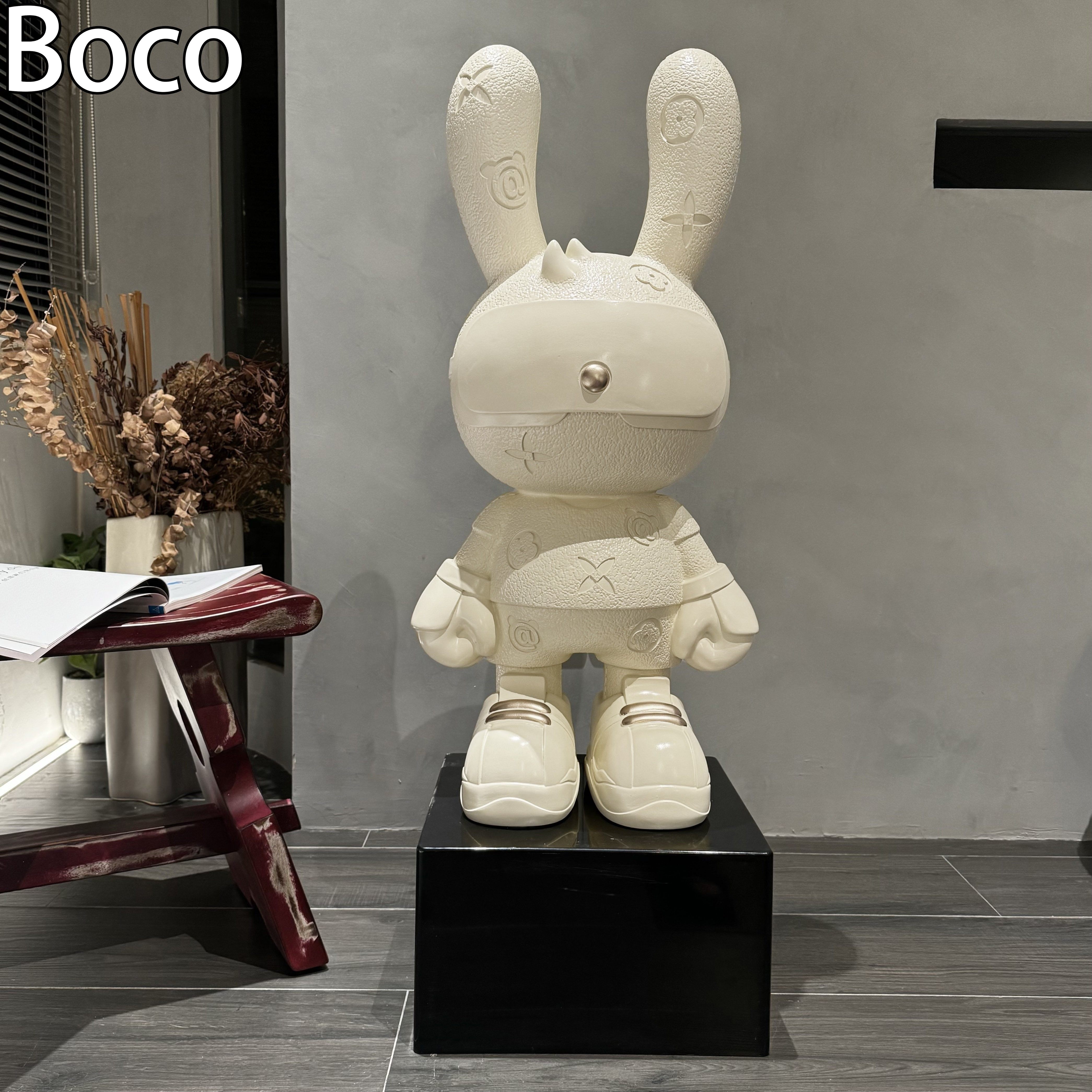 Boco网红潮玩皮革纹理兔子摆件客厅电视柜玄关软装饰品乔迁礼