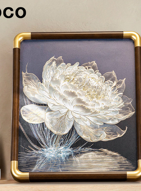 铜雕画摆台《光影睡莲》新中式