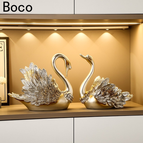 BOCO轻奢树脂天鹅情侣桌面摆件