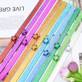 闪粉星星折纸条闪钻亮粉幸运星手工纸材料折星星纸叠五角星纸条