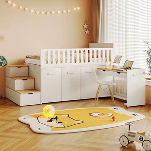 儿童半高床衣柜一体上床下柜组合床猫窝床抽拉衣柜小户型带书桌床