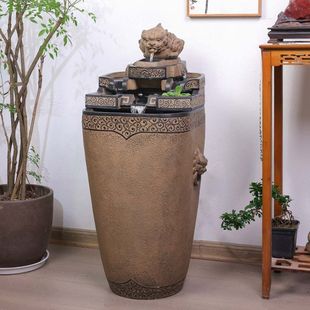 流水摆件室内客厅电视柜旁循环水喷泉落地新居开业招财景观 新中式