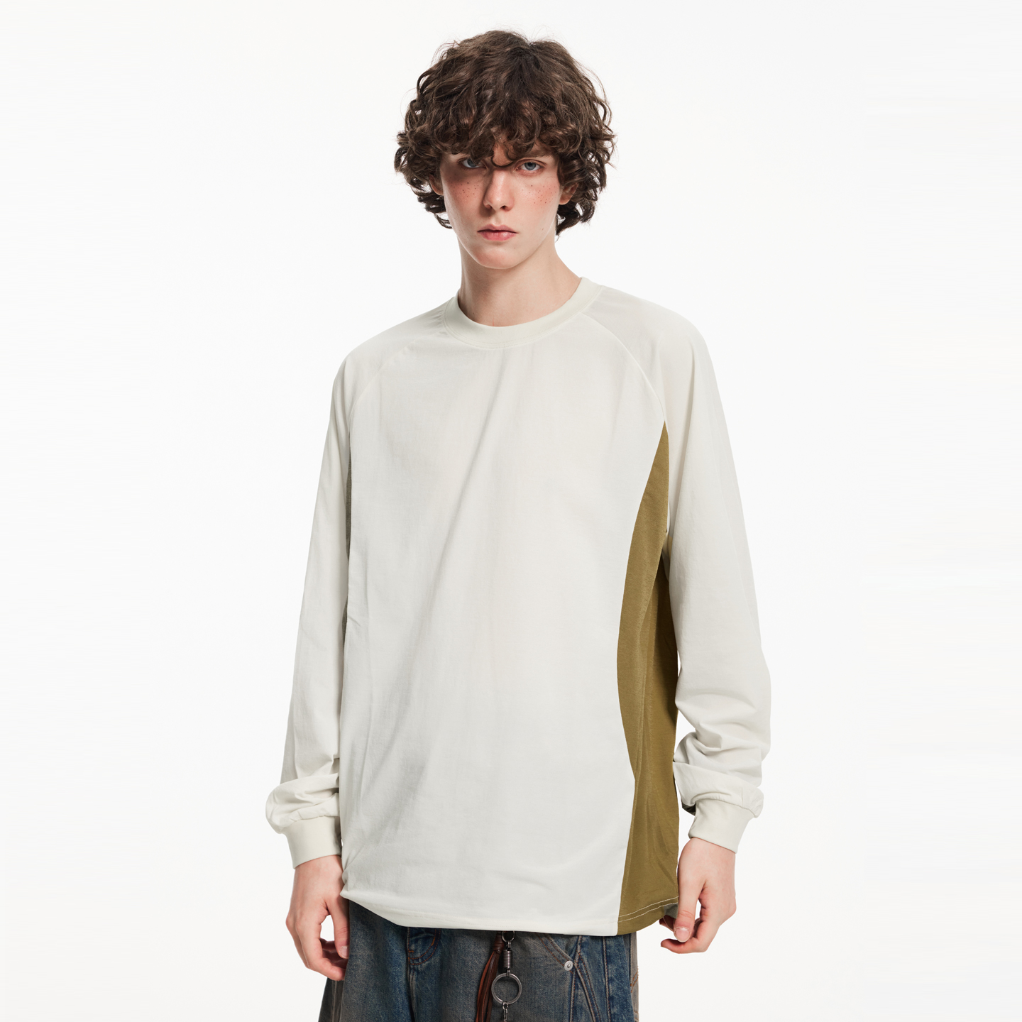 国潮简约撞色氢气长袖T恤