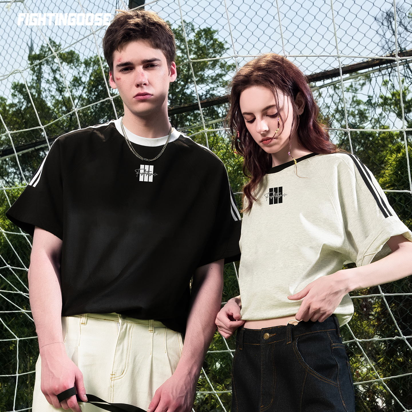 2025年夏美式穿搭拼接T恤