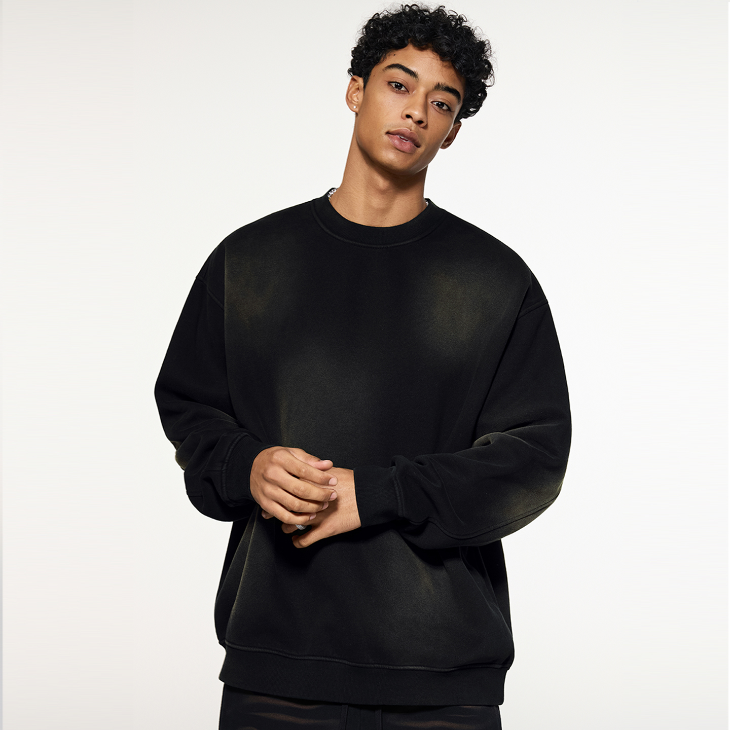 美式复古水洗做旧卫衣男