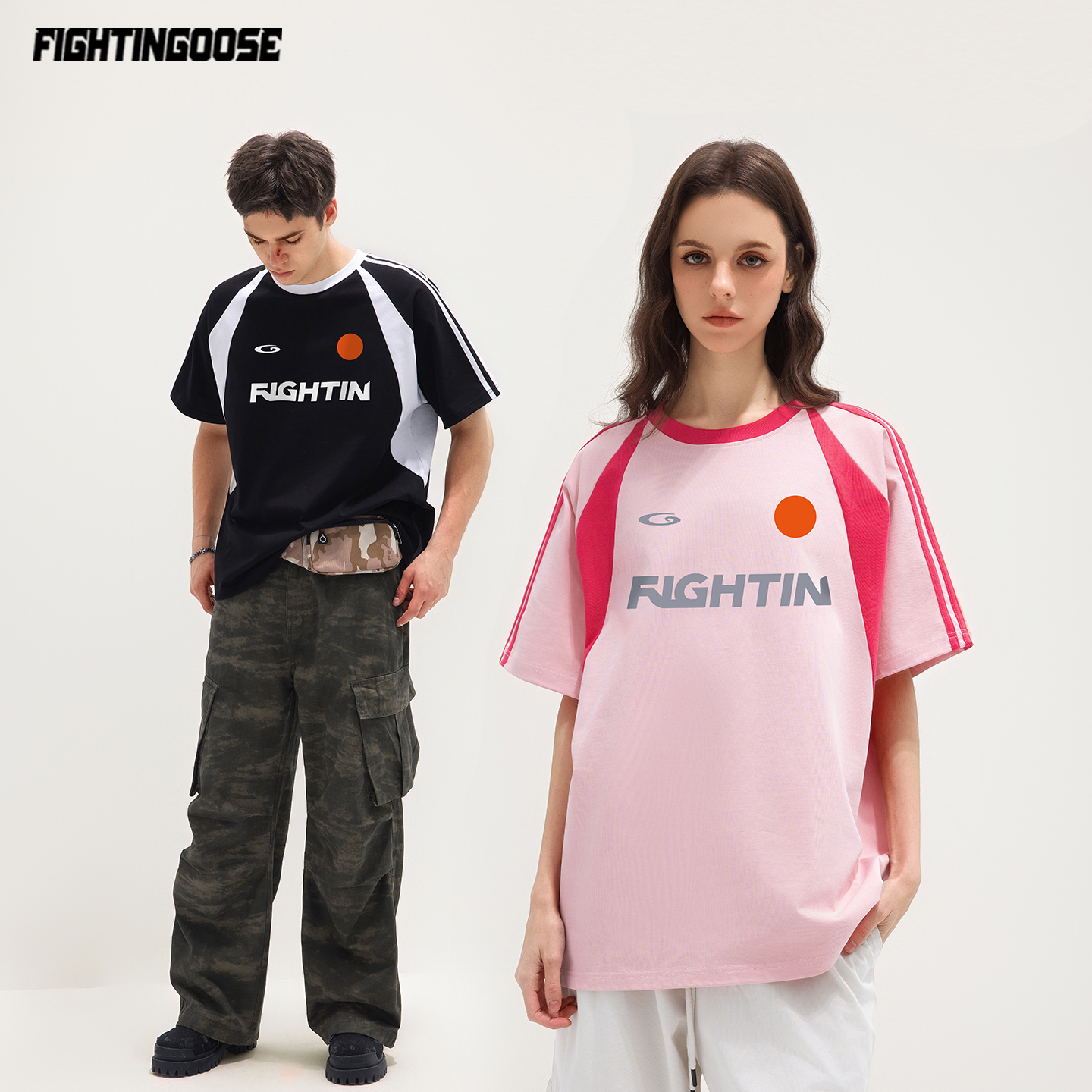 男生短袖美式穿搭情侣装夏潮牌