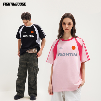 男生短袖美式穿搭情侣装夏潮牌