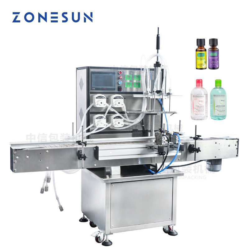 ZONEUSN 果汁酒凝胶洗手液香水食用油罐装全自动蠕动泵液体灌装机