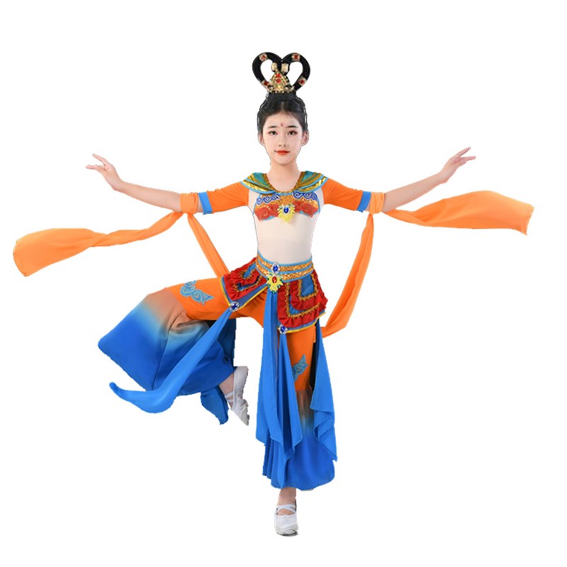 敦煌舞蹈演出服儿童女少儿飞天嫦娥奔月服装古典舞反弹琵琶表演服