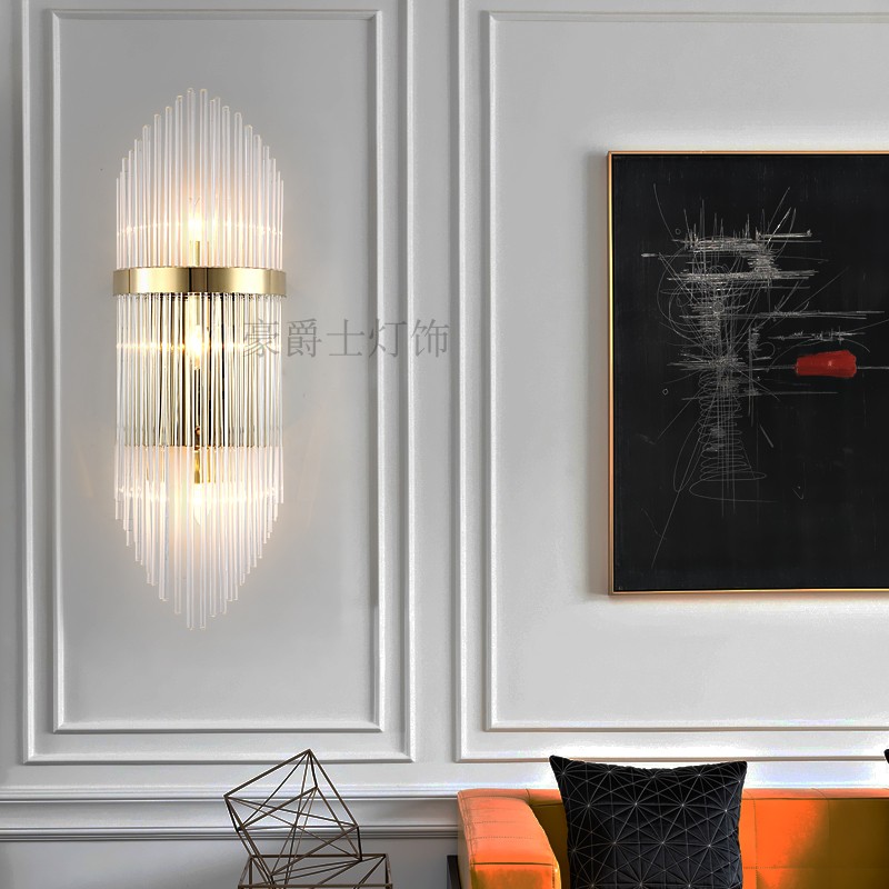 轻奢水晶壁灯卧室床头灯创意北欧2022年新款客厅楼梯过道背景墙灯