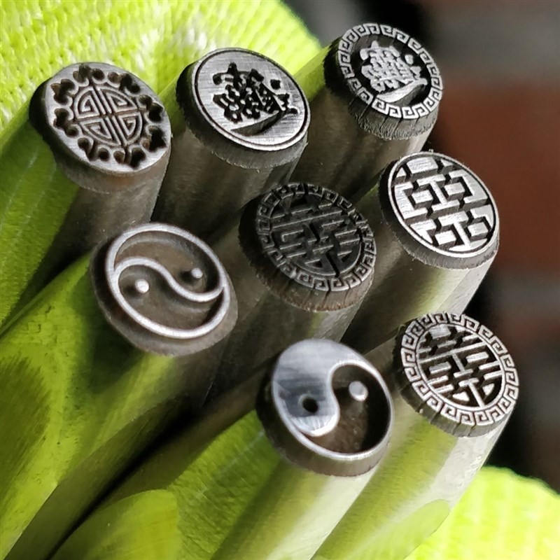 可设计定做莲花吉言錾刻戒指手镯雕刻字花錾子模具钢印首饰金银