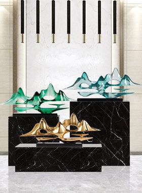 抽象雕塑工艺品新中式客厅玄关假山装饰售楼处样板间落地陈设摆件