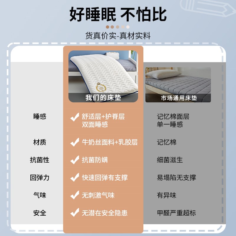 乳胶床垫软垫学生单人宿舍专用加厚90x190cm垫子榻榻米地铺垫折叠