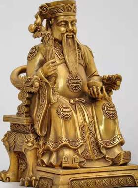 纯铜土地公神像供奉小庙家用福德正神地主公公镇宅土地婆摆件