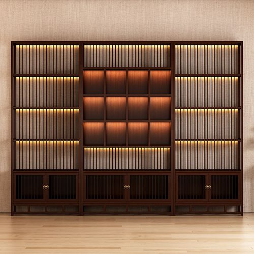 博古架实木中式茶叶展示柜多宝阁茶具摆件收纳架子茶室茶柜置物架