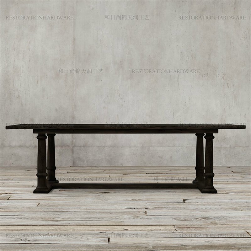 法式乡村全实木大板餐桌 美式乡村北美黑胡桃木长桌/欧式原木8人