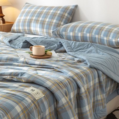 夏季空调被夏凉被纯棉全棉可机洗单人薄款棉花被子被芯夏被四件套