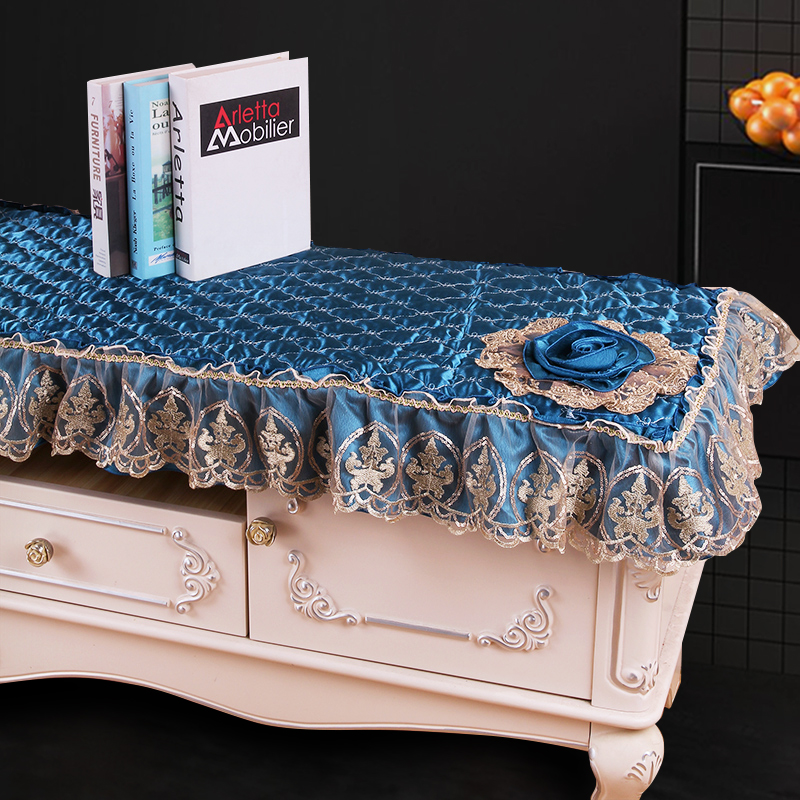 欧式布艺电视机防尘罩挂式液晶显示屏盖布装饰罩50寸55寸电视盖布