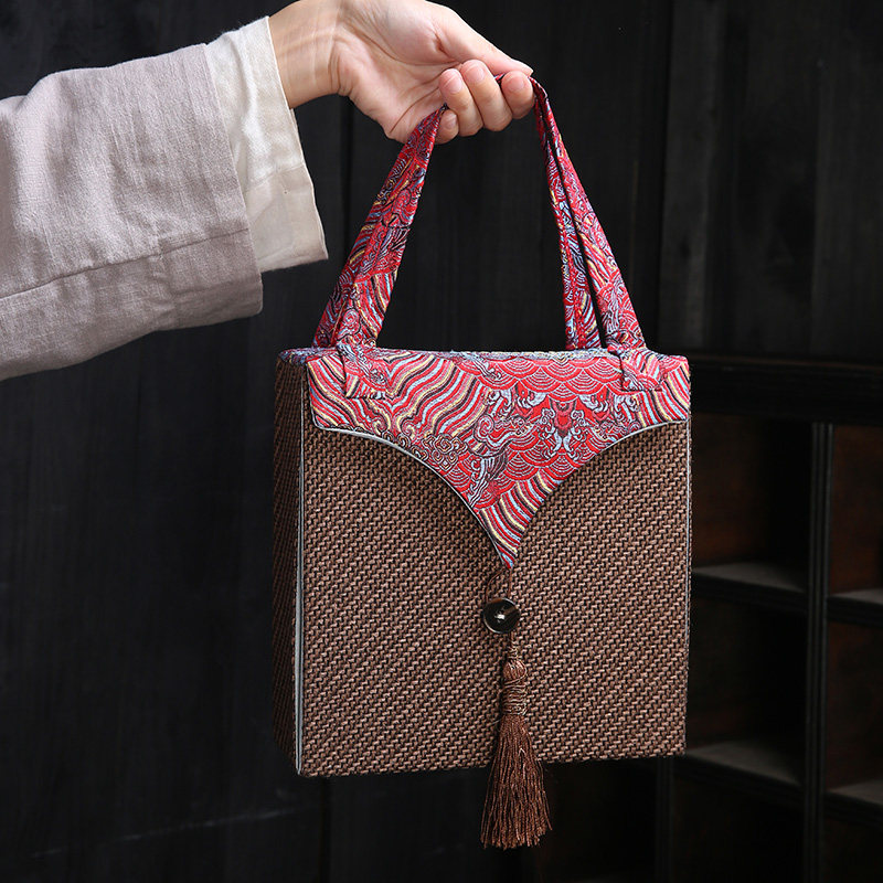 福鼎白茶礼盒包装空盒357克普洱茶饼收纳茶叶包装盒复古布袋茶盒