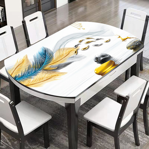 皮革免洗桌垫防烫伸缩折叠桌防水防油椭圆形加厚桌布2022新款台布