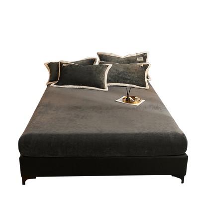 冬季珊瑚牛奶法兰绒床笠单件床垫床单床套床罩加绒三件套防滑固定