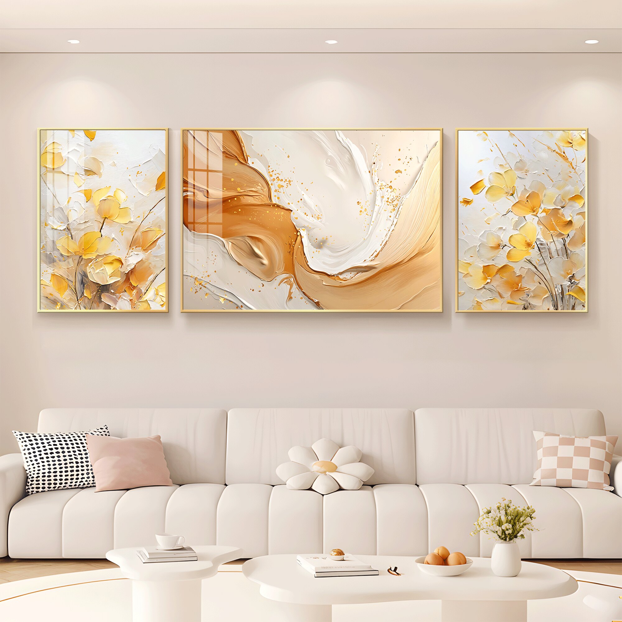 亿笔一画花卉抽象现代简约沙发背现代装饰画