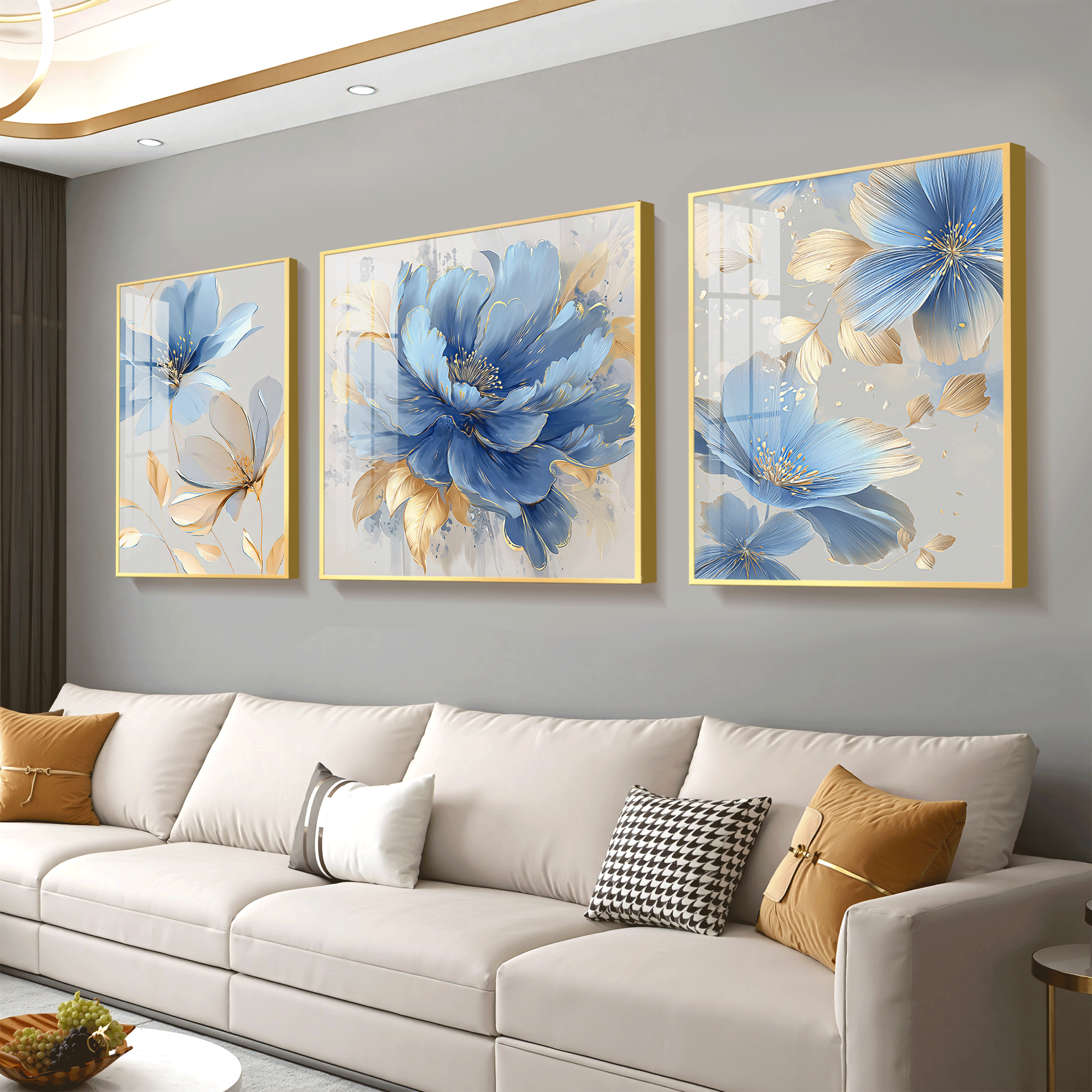 亿笔一画琼瑛金缕沙发背景墙