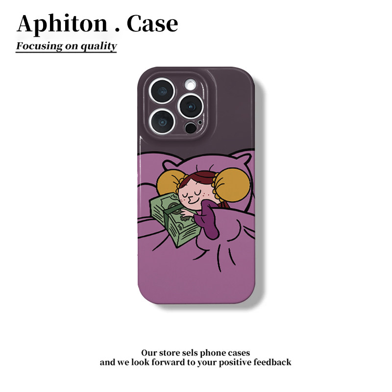 紫色抱钱睡觉适用于苹果17/16promax手机壳iPhone14/15Plus菲林硬壳P60华为mate70荣耀300vivo小米15oppo套pc