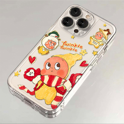 可爱围巾星星人适用于苹果16promax1514手机壳华为mate70新款pura70荣耀200小米15Pro透明vivo防摔oppo保护套