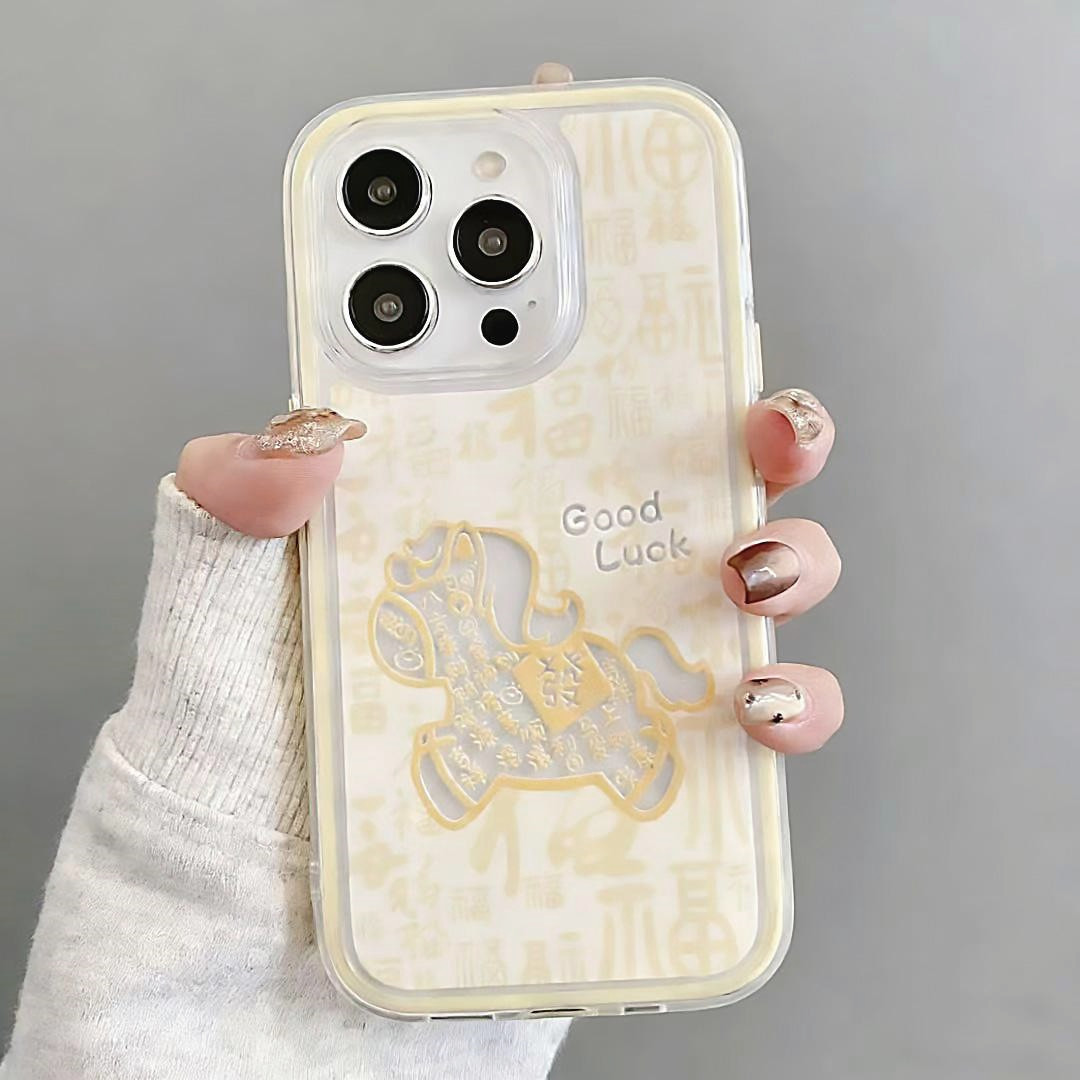 百福小马黄适用于iPhone17promax/16手机壳苹果15pro新款撞色大孔12promax华为Pura80小米17oppo软vivo防摔壳