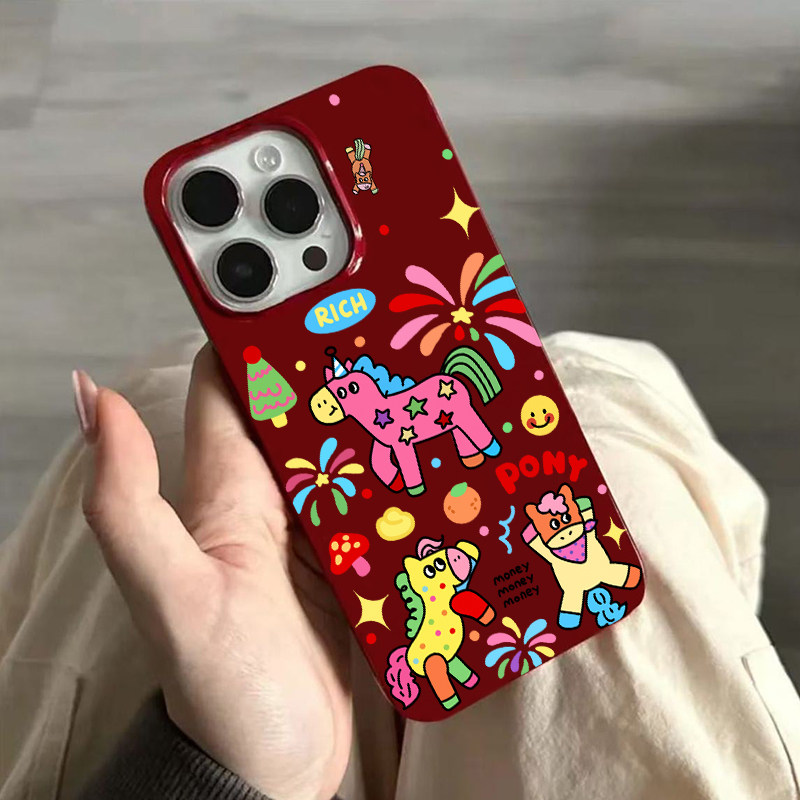 彩星烟花小马适用苹果17promax/16pro/15plus/14果冻酒红手机壳iPhone13小众12promax新款11个性ip17pro套15